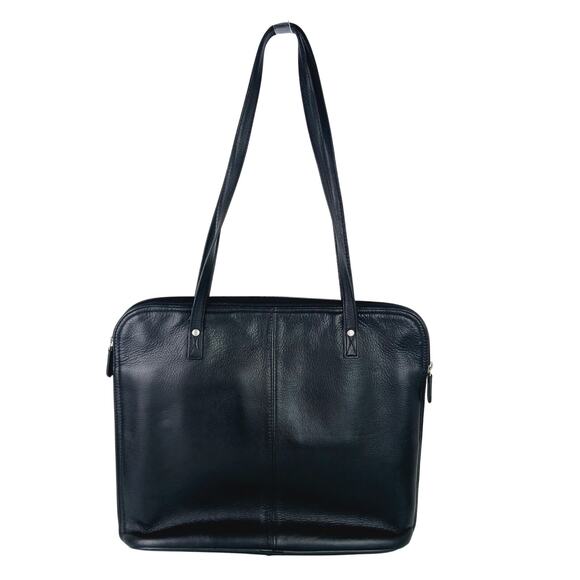 Latico Buttery Soft Top Handle Shoulder Laptop Briefcase Black Pebbled Unisex - Picture 4 of 9